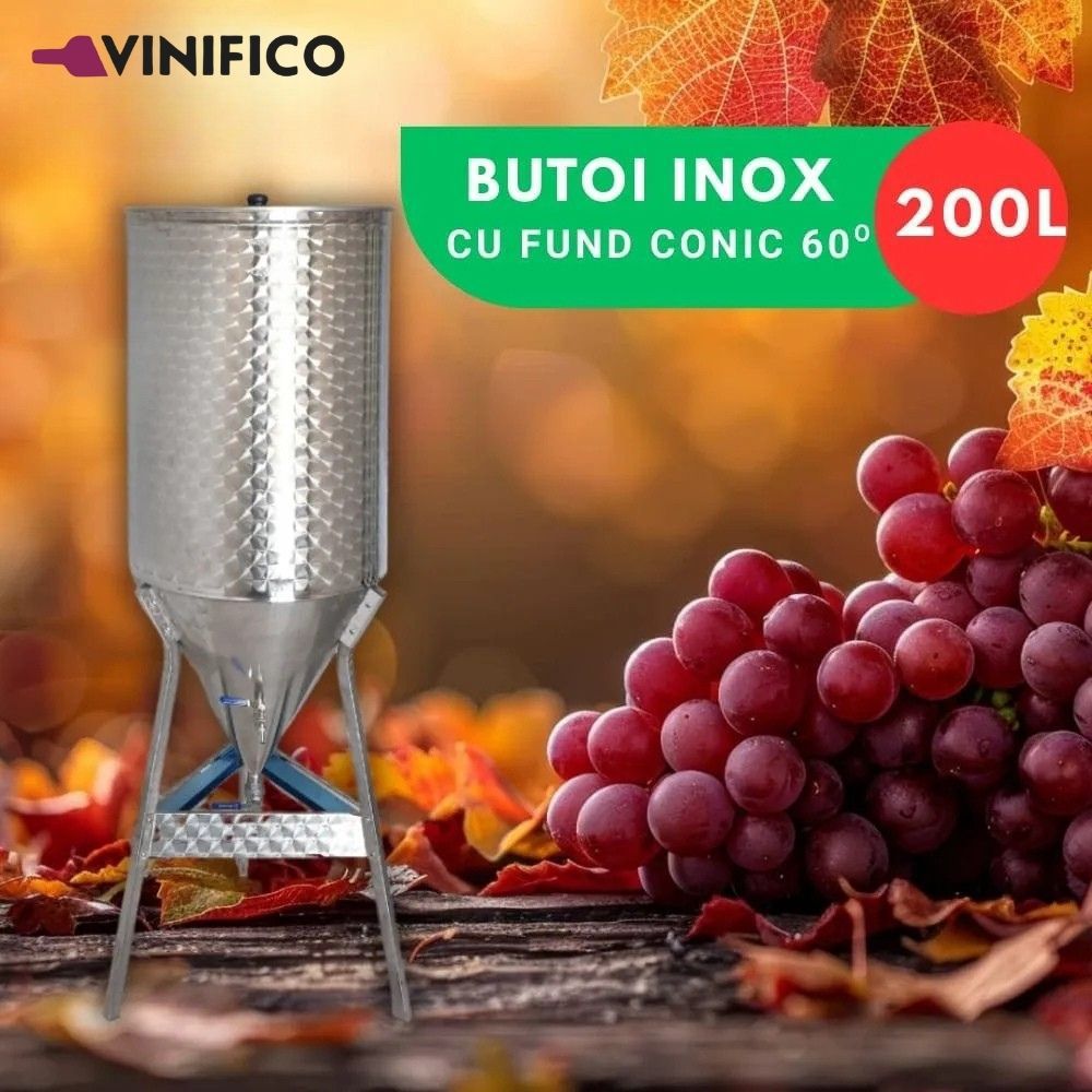 Butoi Inox 200 L cu fund conic 60°