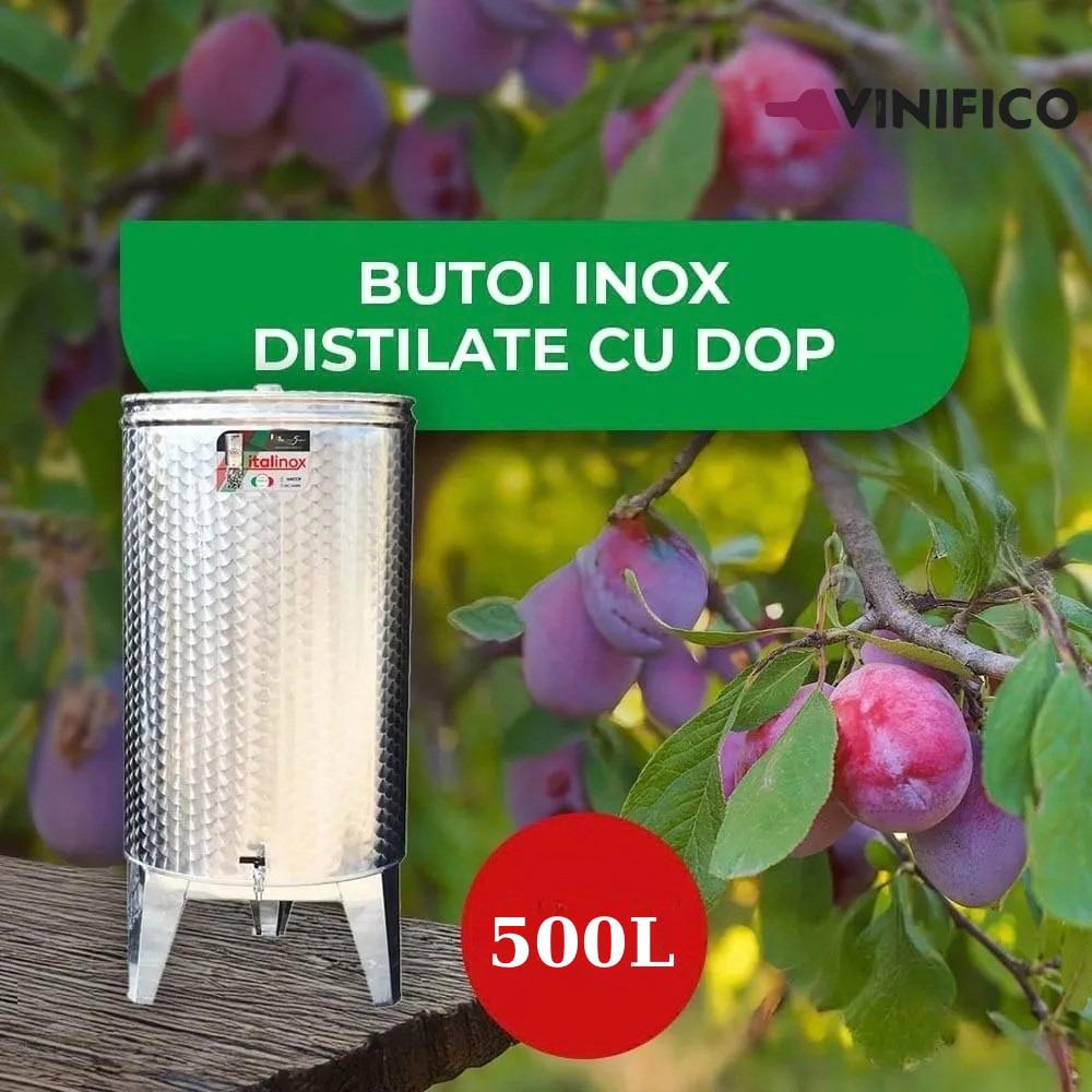 Butoi inox distilate 500L cu dop – Capacitate impresionantă pentru distilare